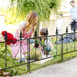NNECW Metal Decorative Fence with Interlocking Design for Garden