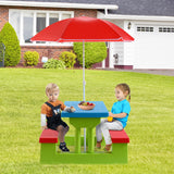 NNECW Kids Picnic Table Set with Removable Umbrella for Tea Time