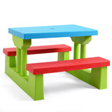 NNECW Kids Picnic Table Set with Removable Umbrella for Tea Time