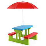 NNECW Kids Picnic Table Set with Removable Umbrella for Tea Time