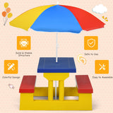 NNECW Kids Colorful Picnic Table Set with Removable Umbrella