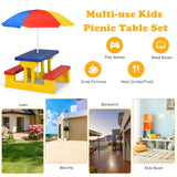NNECW Kids Colorful Picnic Table Set with Removable Umbrella