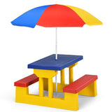 NNECW Kids Colorful Picnic Table Set with Removable Umbrella