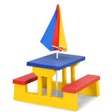 NNECW Kids Colorful Picnic Table Set with Removable Umbrella