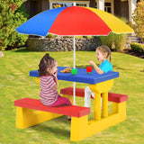 NNECW Kids Colorful Picnic Table Set with Removable Umbrella