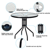NNECW 80 cm Round Coffee Table with Umbrella Hole for Patio