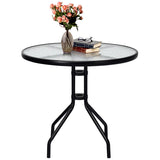 NNECW 80 cm Round Coffee Table with Umbrella Hole for Patio