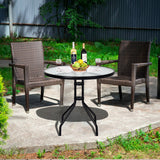 NNECW 80 cm Round Coffee Table with Umbrella Hole for Patio