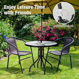 NNECW 80 cm Round Coffee Table with Umbrella Hole for Patio