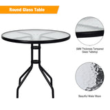 NNECW 80 cm Round Coffee Table with Umbrella Hole for Patio