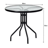 NNECW 80 cm Round Coffee Table with Umbrella Hole for Patio