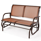 NNECW Loveseat Rocking Bench Chair for Patio &amp Backyard-Brown