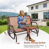 NNECW Loveseat Rocking Bench Chair for Patio &amp Backyard-Brown