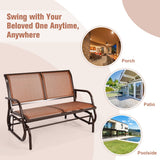NNECW Loveseat Rocking Bench Chair for Patio &amp Backyard-Brown