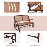 NNECW Loveseat Rocking Bench Chair for Patio &amp Backyard-Brown