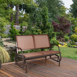 NNECW Loveseat Rocking Bench Chair for Patio &amp Backyard-Brown