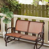 NNECW Loveseat Rocking Bench Chair for Patio &amp Backyard-Brown