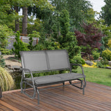 NNECW Loveseat Rocking Bench Chair for Patio &amp Backyard-Gray