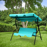 NNECW 3 Seat Outdoor Patio Swing Chair with Adjustable Canopy for Backyard/Balcony-Blue