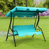 NNECW 3 Seat Outdoor Patio Swing Chair with Adjustable Canopy for Backyard/Balcony-Blue