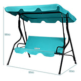 NNECW 3 Seat Outdoor Patio Swing Chair with Adjustable Canopy for Backyard/Balcony-Blue