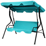 NNECW 3 Seat Outdoor Patio Swing Chair with Adjustable Canopy for Backyard/Balcony-Blue