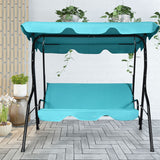 NNECW 3 Seat Outdoor Patio Swing Chair with Adjustable Canopy for Backyard/Balcony-Blue
