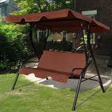 NNECW 3 Seat Outdoor Patio Swing Chair with Adjustable Canopy for Backyard/Balcony-Coffee