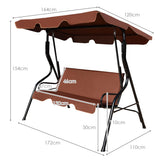 NNECW 3 Seat Outdoor Patio Swing Chair with Adjustable Canopy for Backyard/Balcony-Coffee