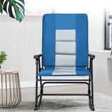 NNECW Foldable Rocking Chair with High Back and Armrest for Outdoor and Patio-Blue