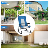 NNECW Foldable Rocking Chair with High Back and Armrest for Outdoor and Patio-Blue