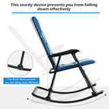 NNECW Foldable Rocking Chair with High Back and Armrest for Outdoor and Patio-Blue