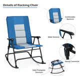 NNECW Foldable Rocking Chair with High Back and Armrest for Outdoor and Patio-Blue