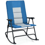 NNECW Foldable Rocking Chair with High Back and Armrest for Outdoor and Patio-Blue