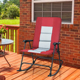NNECW Foldable Rocking Chair with High Back and Armrest for Outdoor and Patio-Red