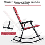 NNECW Foldable Rocking Chair with High Back and Armrest for Outdoor and Patio-Red