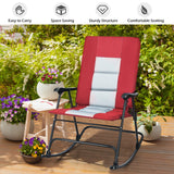 NNECW Foldable Rocking Chair with High Back and Armrest for Outdoor and Patio-Red