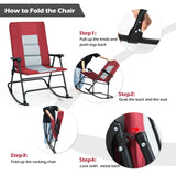 NNECW Foldable Rocking Chair with High Back and Armrest for Outdoor and Patio-Red
