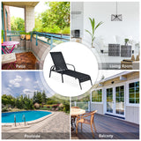 NNECW Folding Outdoor Patio Recliner Chair with 5-Level Adjustable Angles-Black
