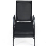NNECW Folding Outdoor Patio Recliner Chair with 5-Level Adjustable Angles-Black