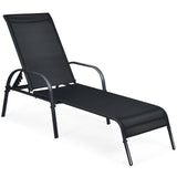 NNECW Folding Outdoor Patio Recliner Chair with 5-Level Adjustable Angles-Black