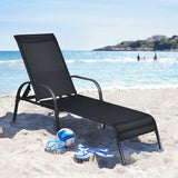 NNECW Folding Outdoor Patio Recliner Chair with 5-Level Adjustable Angles-Black