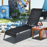 NNECW Folding Outdoor Patio Recliner Chair with 5-Level Adjustable Angles-Black