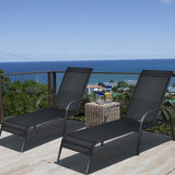 NNECW Folding Outdoor Patio Recliner Chair with 5-Level Adjustable Angles-Black