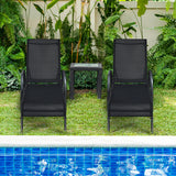 NNECW Folding Outdoor Patio Recliner Chair with 5-Level Adjustable Angles-Black