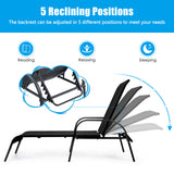 NNECW Folding Outdoor Patio Recliner Chair with 5-Level Adjustable Angles-Black