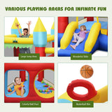 NNECW Inflatable Bounce House with Slide & Basketball & 100 Ocean Balls