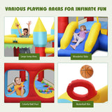 NNECW Inflatable Bouncer with PVC Basketball & Ocean Balls