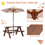 NNECW 3 in 1 Kids Picnic Table with Removable Umbrella for Garden/ Yard