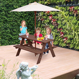 NNECW 3 in 1 Kids Picnic Table with Removable Umbrella for Garden/ Yard